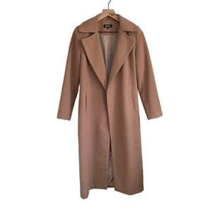 Missguided Long Camel Brown Faux Wool Duster Coat, US 4 UK 8, GUC